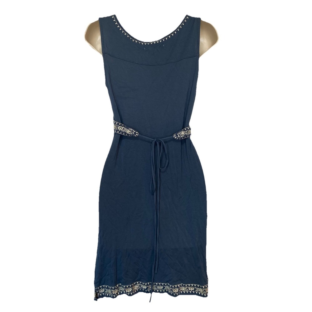 Women's Dress Blue Boho Cottagecore Babydoll S Coquette Peasant Embroidered - Picture 3 of 5